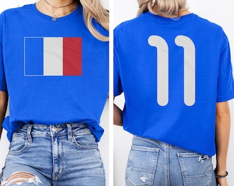 French Tribute Design France #11 Jersey Style Football Graphic Tee, 2-Sided Casual Soccer 2026 World USA Inspired Unisex T-Shirt
