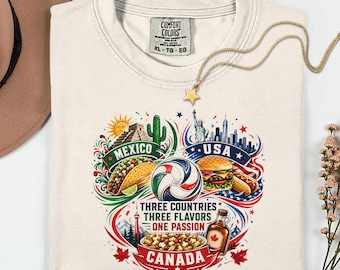 USA Mexico Canada Soccer Fan T-Shirt Three Countries One Passion, Comfort Colors Shirts