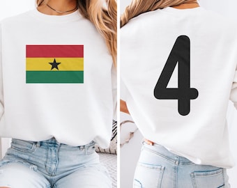 Ghanaian Tribute 2-Sided Soccer Design, Ghana #4 Jersey Style Football Graphic Tee, 2026 World USA Casual Player Unisex T-Shirt
