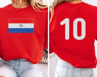 Paraguayan Tribute Design Soccer Inspired Graphic Tee, 2-Sided Player Paraguay #10 Jersey Style, 2026 World USA Fans Unisex T-Shirt