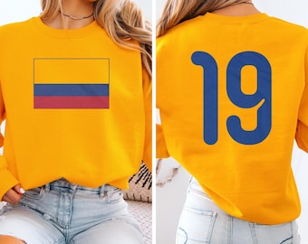 Colombian Tribute Design 2-Sided Casual Player Shirt, Colombia #19 Jersey Style Football Inspired Graphic Tee, Soccer 2026 World USA Unisex