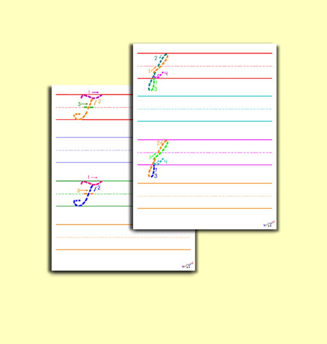 Cursive F Worksheet - Capital Cursive F, Lowercase Cursive F - Etsy