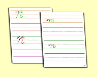 Cursive N Arbeitsblatt - Capital Cursive N, Kleinbuchstaben Cursive N