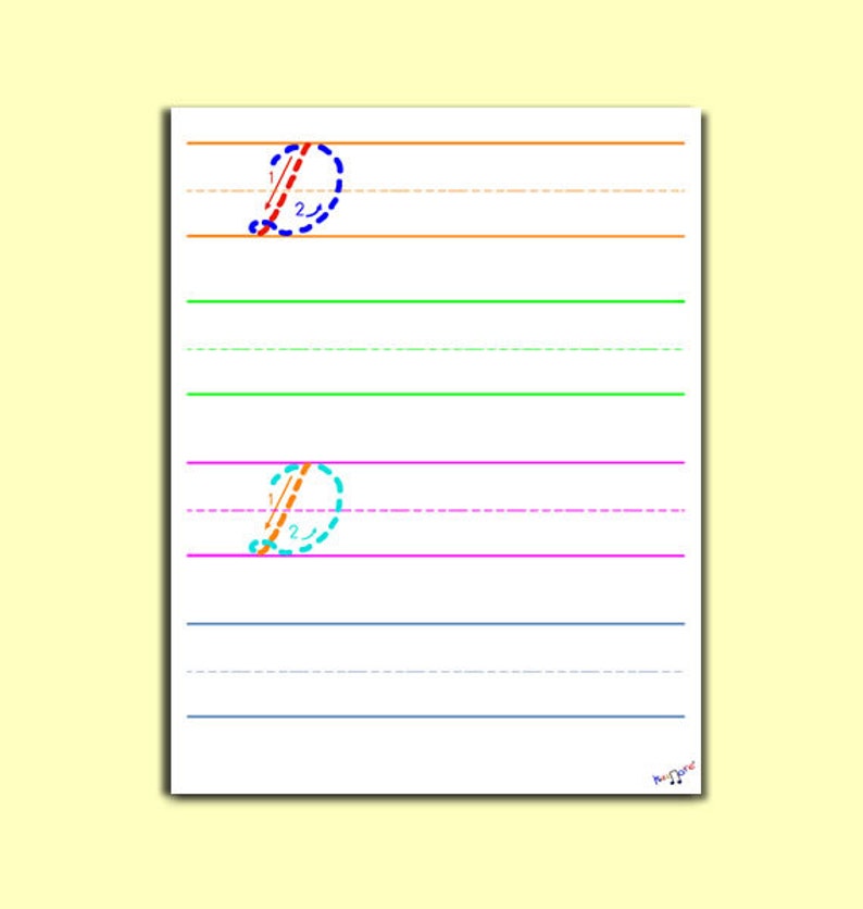Cursive D Worksheet - Capital Cursive D, Lowercase Cursive D - Etsy