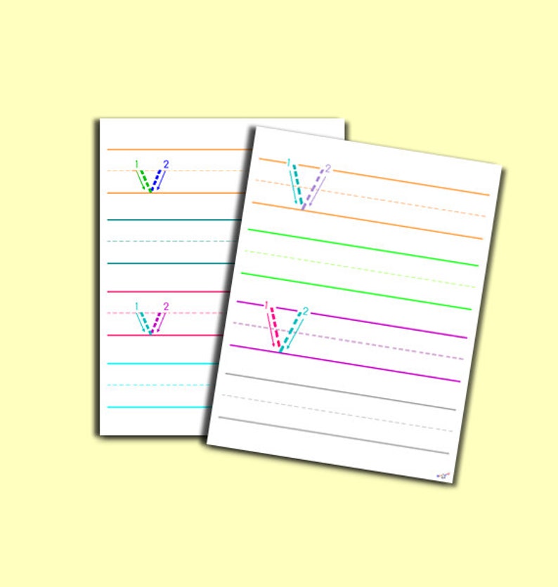 Letter V Worksheet Color Coded Traceable Letter V Practice Etsy