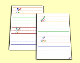 Cursive K Worksheet - Capital Cursive K, Lowercase Cursive K