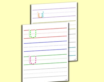 Letter U Worksheets Color Coded Traceable a Letter U Practice Tracing Preschool Kindergarten Homeschool Dyslexia Kids
