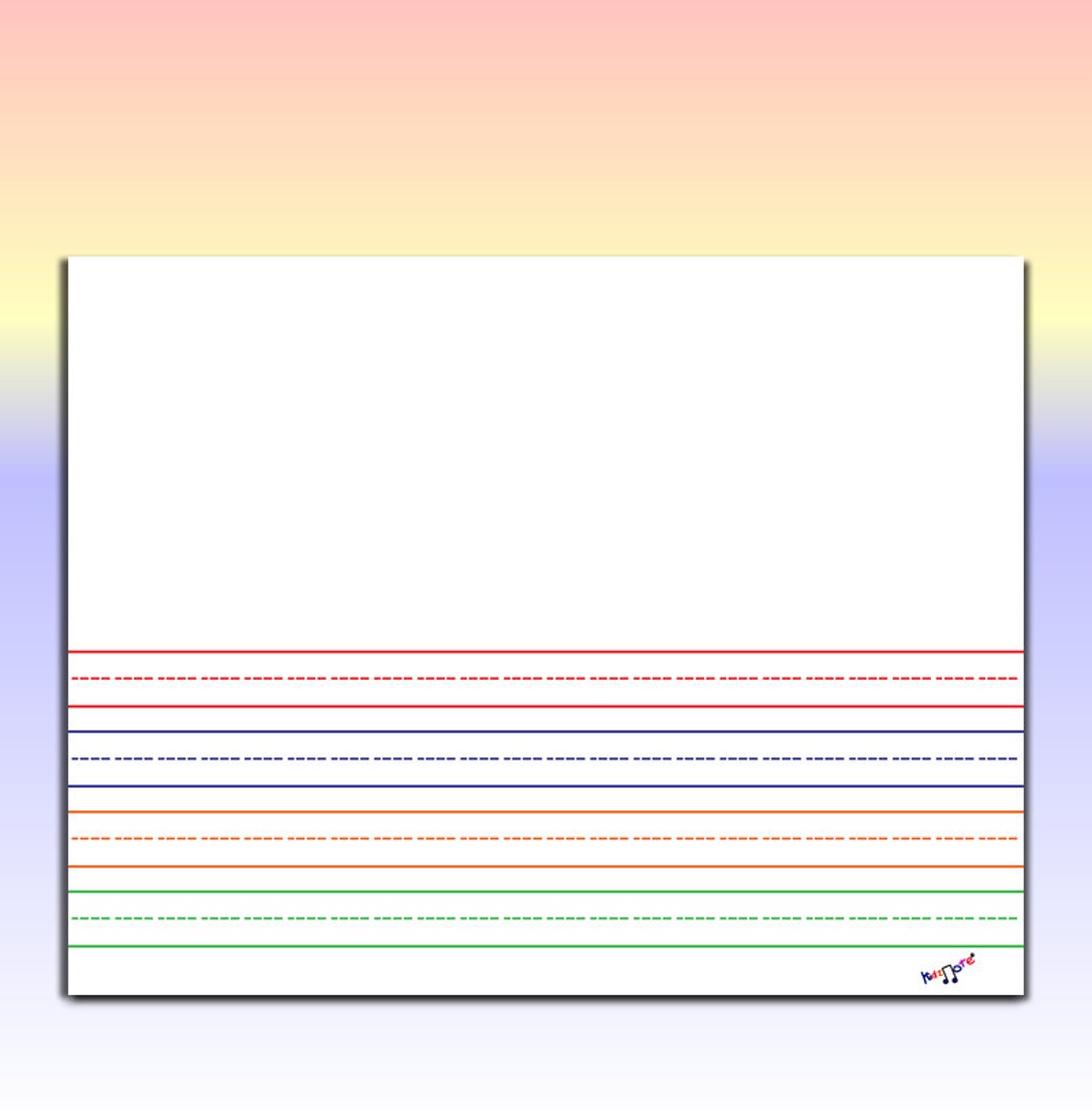 Kindergarten Writing Paper Landscape Mult Color Printable Lined Paper