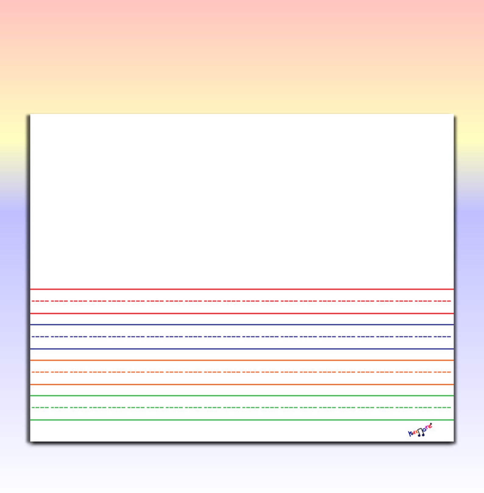 Kindergarten Writing Paper Landscape Mult Color Printable Lined Paper