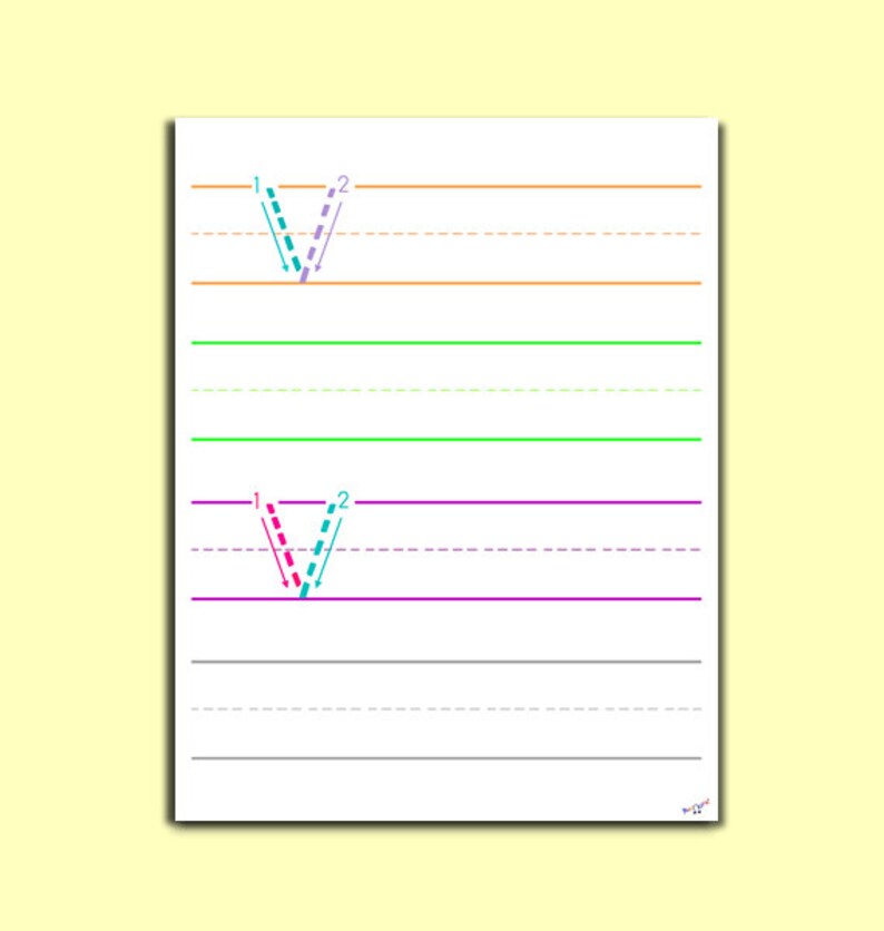 Letter V Worksheet Color Coded Traceable Letter V Practice - Etsy