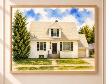 Individuelles Haus Gemälde vom Foto, Aquarell Haus Porträt, personalisierte Home Art, erstes Haus Geschenk, Makler Abschluss Geschenk