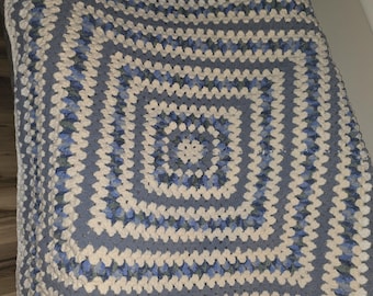 Manta afgana cuadrada azul de la abuela