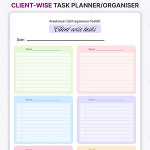 Client Task Planner, Freelancer Work Tracker, Project Organizer, Business Checklist, Productivity Printable PDF