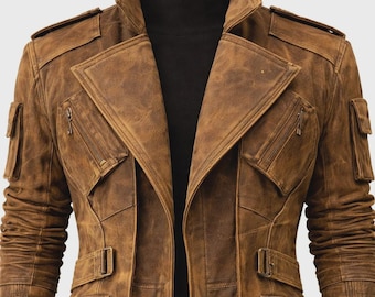 Trench-coat en toile marron effet vieilli – Veste longue vintage steampunk western pour homme
