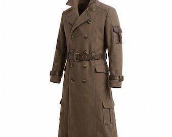 Dusty Brown Ranger Coat, Gothic Trench Coat, Fantasy Cosplay Outerwear