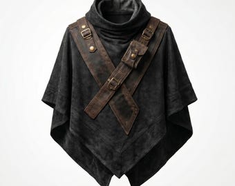 Cape médiévale de poncho de ranger | Cape à capuche en toile de coton, costume de style sorceleur