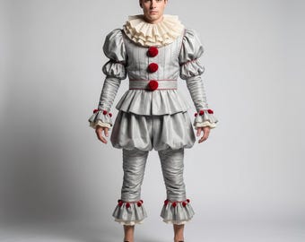 Inspiré du costume de clown Pennywise | Déguisement professionnel argenté pour hommes, horreur victorienne, cosplay