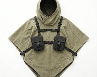 Poncho utilitaire Raven Scout, cape gothique à capuche
