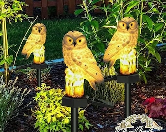 Lampada solare da giardino a forma di gufo, per esterni, con paletto a LED impermeabile, ideale per decorare il giardino e il prato. Regalo perfetto per gli amanti del giardinaggio.