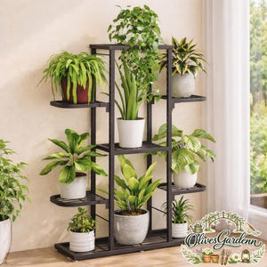 Multi Tier Plant Stand Shelf Indoor Outdoor Plant Rack Wooden Flower Pot Display Stand Garden Decor