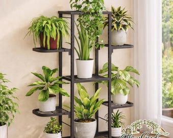 Multi Tier Plant Stand Shelf Indoor Outdoor Plant Rack Wooden Flower Pot Display Stand Garden Decor