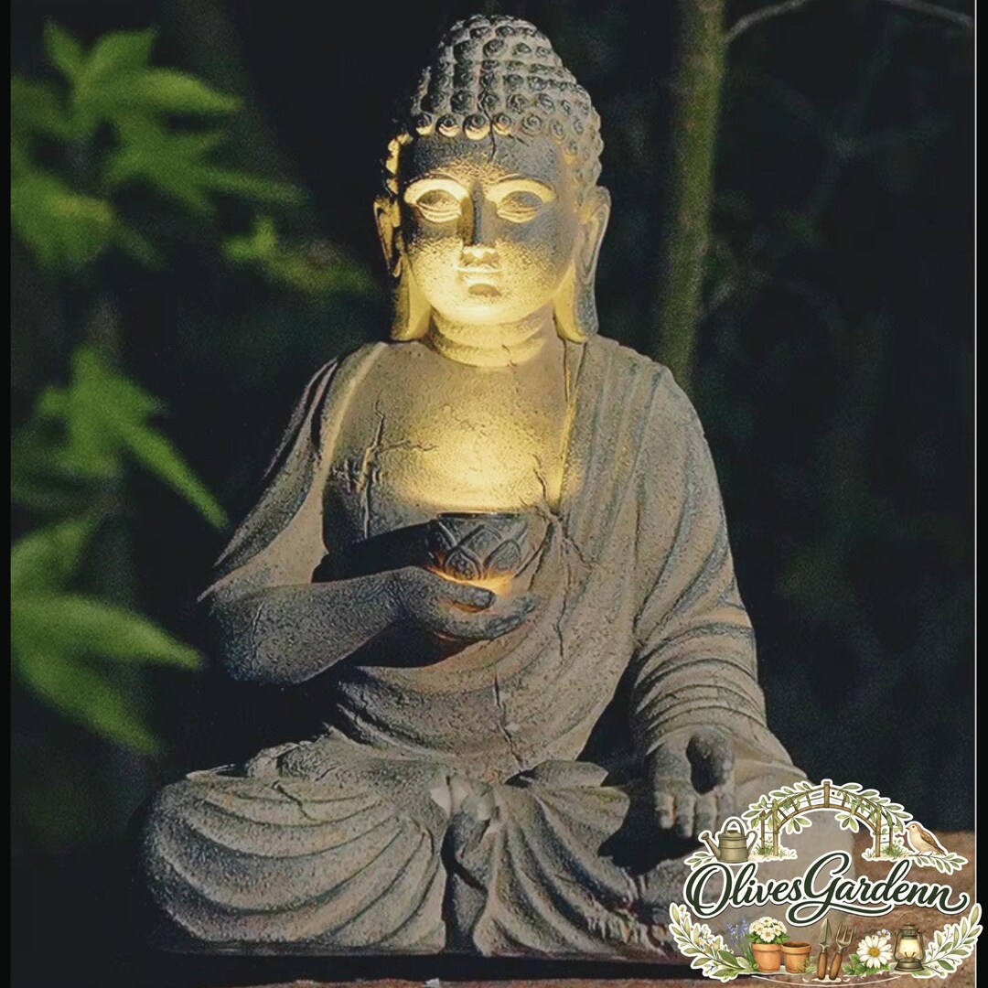 Solar Buddha Garden Light Outdoor Statue LED Zen Meditation Decor Patio ...