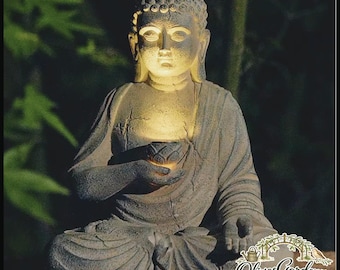 Solar Buddha Garden Light Outdoor Statue LED Zen Meditation Decor Patio Yard Spiritual Ornament
