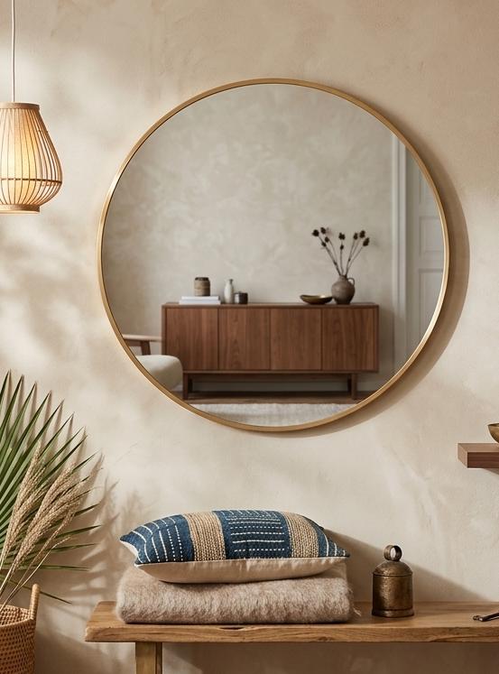 Miroir Rond Doré 50 cm — Beyit