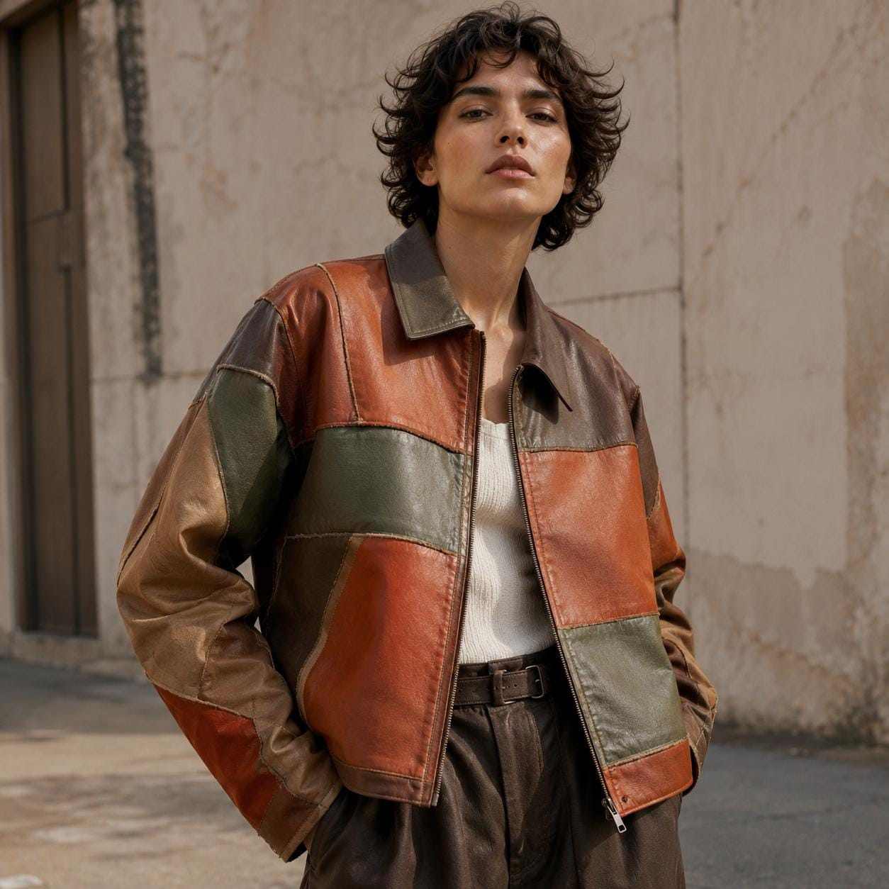 Patchwork Leather Jacket - Etsy