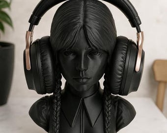 Goth Girl Headphone Stand | Dark Aesthetic Decor | Alternative Desk Setup | Spooky Cute Shelf Decor