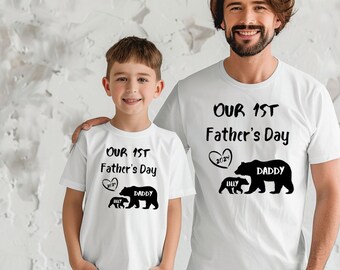 Our First Father's Day Shirt, Daddy Bear and Little Bear Shirt, Papa Bear Shirt PNG, Digital