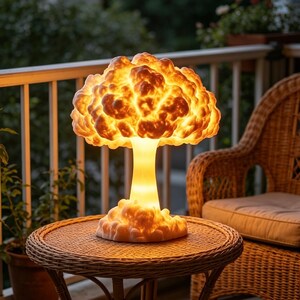 Mushroom Cloud Table Lamp, LED Resin Desk Decor, Handmade Night Light, Magical Desktop Accent
