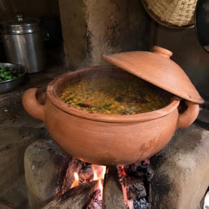 Handmade Indian Terracotta Clay Pot with Lid, Unglazed Earthen Handi for Traditional Cooking