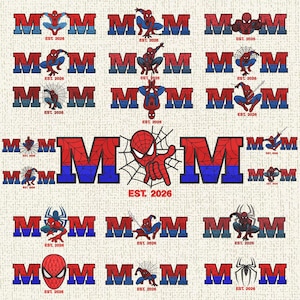 Bundle MOM Spider EST Embroidery Design, Spider Pattern, 8 size (Digital Download)