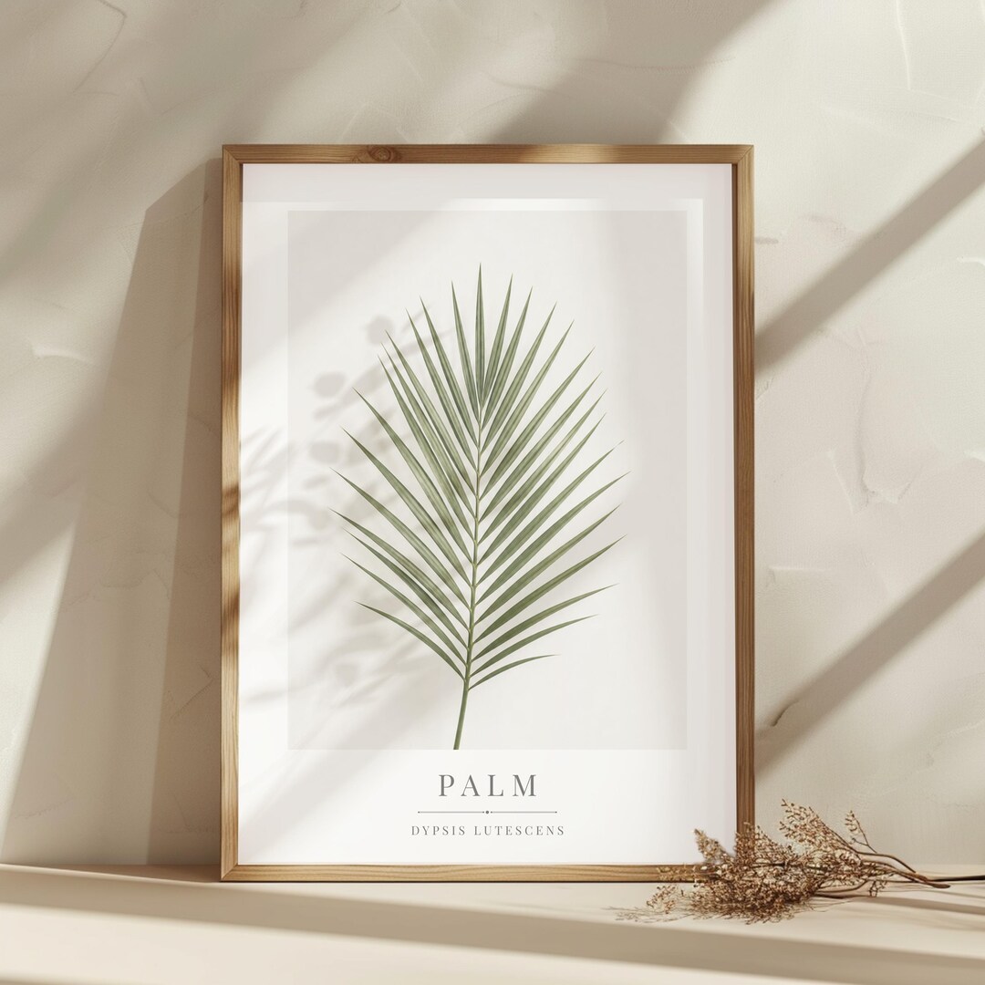 Palm Leaf Wall Art Print | Minimalist Botanical Decor | Neutral Green ...