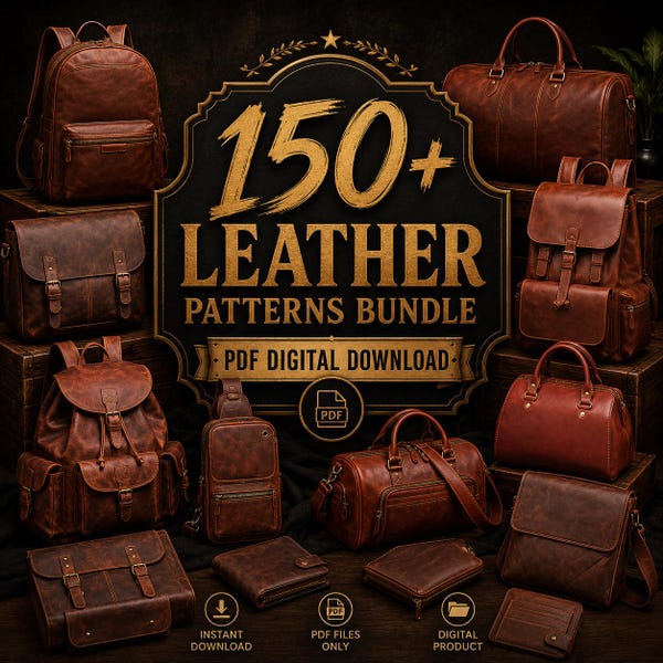 150+ Ledermuster Bundle PDF, Ledertasche Muster, Rucksack Duffle Wallet Template, Leathercraft Digital Download, DIY Leder Geschenk