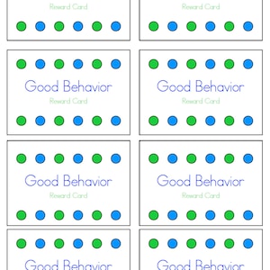 Good Behavior Reward Punch Card - Boys