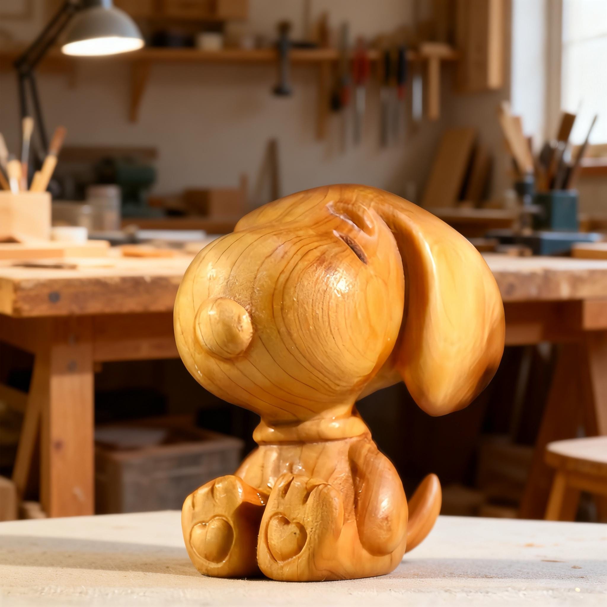 Wood carved snoopy - Etsy 日本