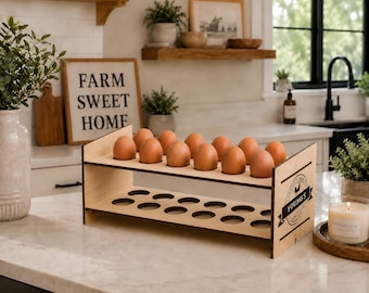 Personalized farm fresh egg rack for countertop organizer engraved farmhouse style
