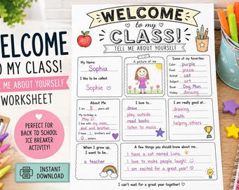 Kids About Me Worksheet | First Day School Printable Activity (PDF)