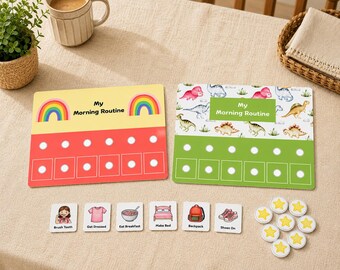 Morning Routine Chart for Kids | Visual Schedule Printable | Toddler Routine Chart | Preschool Daily Routine | Reward Chart | Homeschool PDF