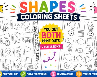 Shapes Coloring Sheet for Kids | Printable Learning Worksheet | Preschool & Kindergarten Activity