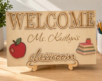 Personalized Teacher Sign | Custom Wooden Welcome Sign | Teacher Appreciation Gift | Back to school