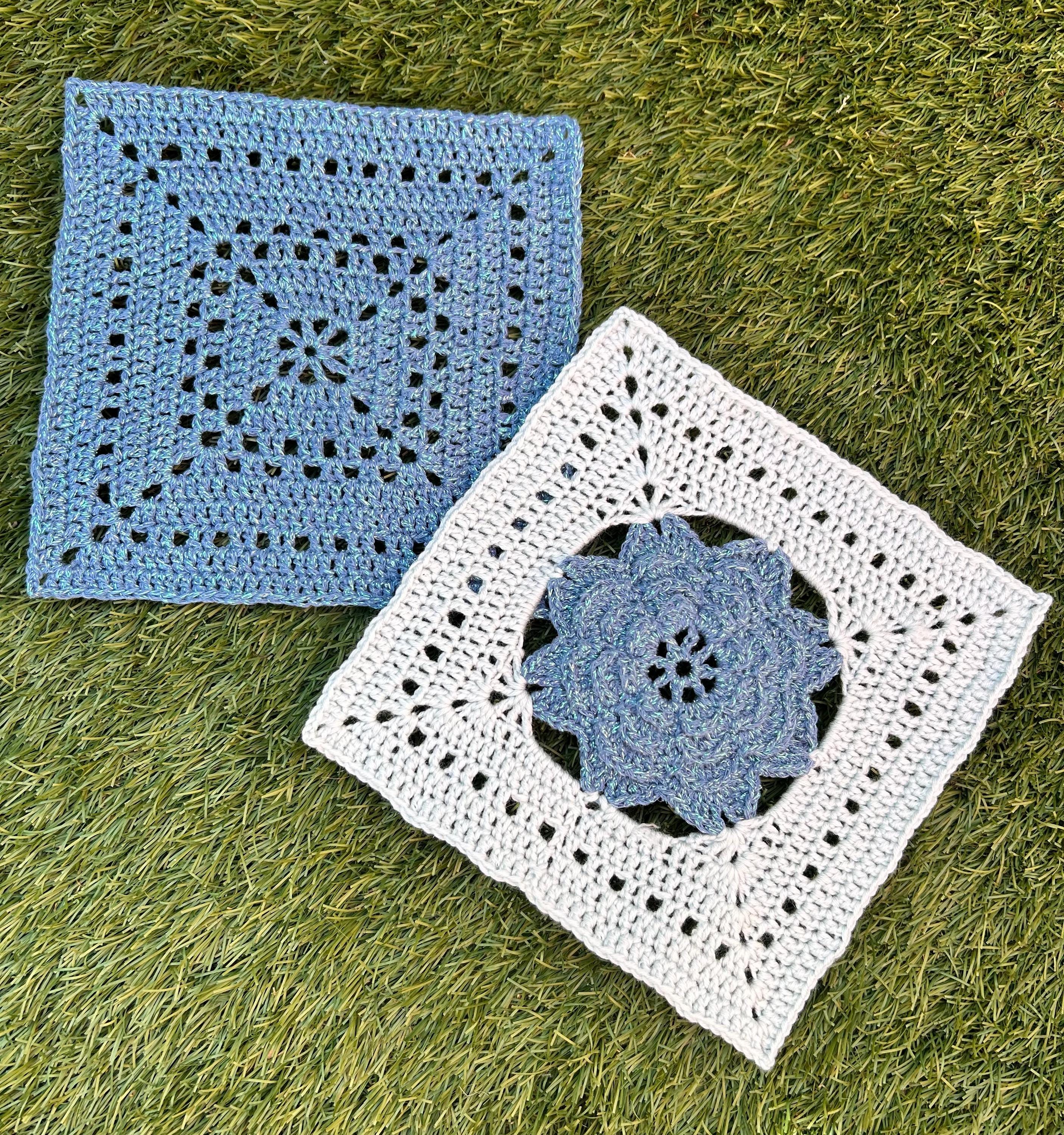 Floral Blue Flower Motif Granny Square