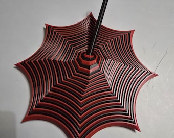 3D Printed Spider Web Fidget – Kinetic Desk Toy, Dual-Color PLA Plastic (Red & Black)