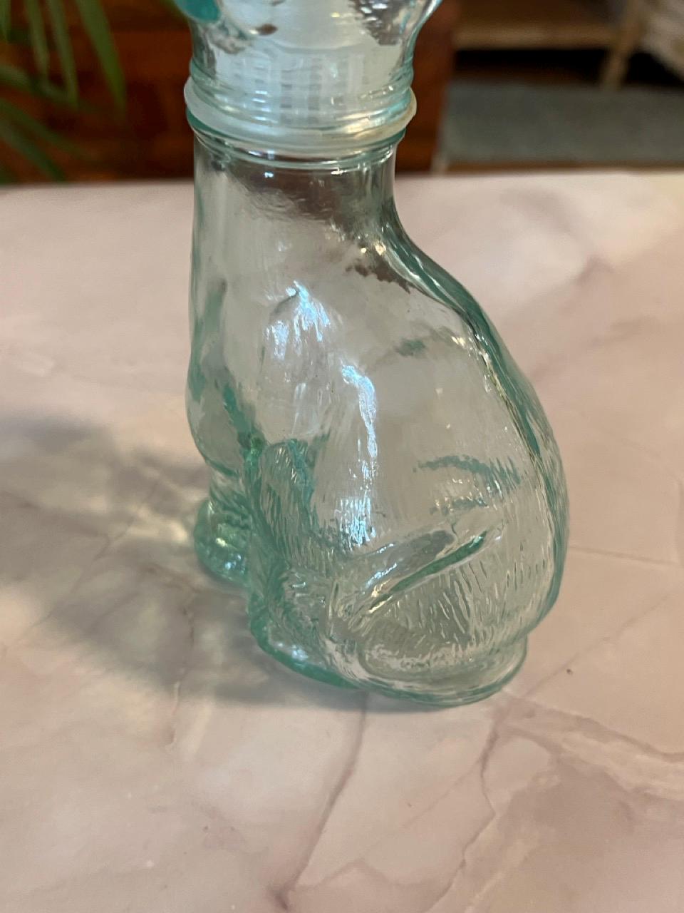 Vetreria Etrusca Glass Cat Bottles Set of 2 | MCM Italian | Aqua