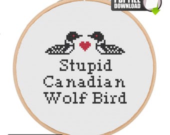 Beheizte Rivalität Kreuzstichmuster | "Dummer kanadischer Wolf Vogel" (PDF Download)