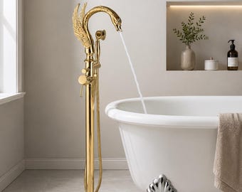 Gold Swan badkraan met handdouche – vloerstaande mengkranen