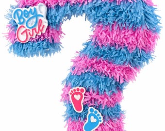 Piñata personalizzata con punto interrogativo per rivelare il sesso del bambino | Piñata per baby shower a tema maschio o femmina | Decorazione personalizzata per feste