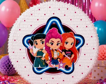 Personalized K-Pop Demon Hunters Piñata | Handmade Birthday Party Piñata | Custom Round Piñata | K-Pop Theme Decoration | Party Favor